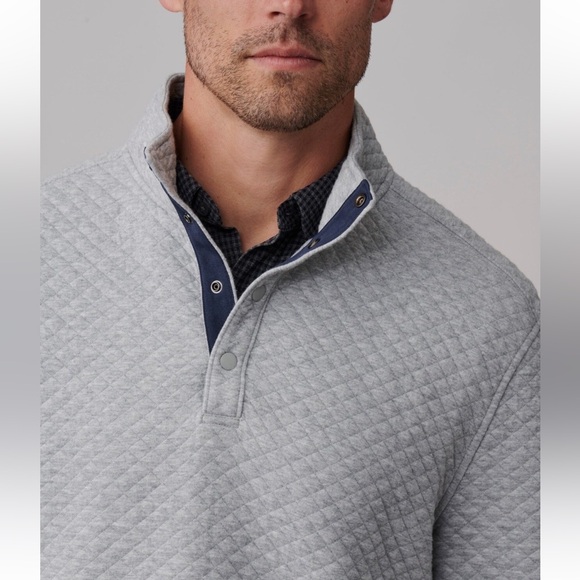 RHONE Gramercy Gray 1/4 Placket Pullover Sz 2XL Sweater Quilted Preppy Classic - Picture 5 of 16